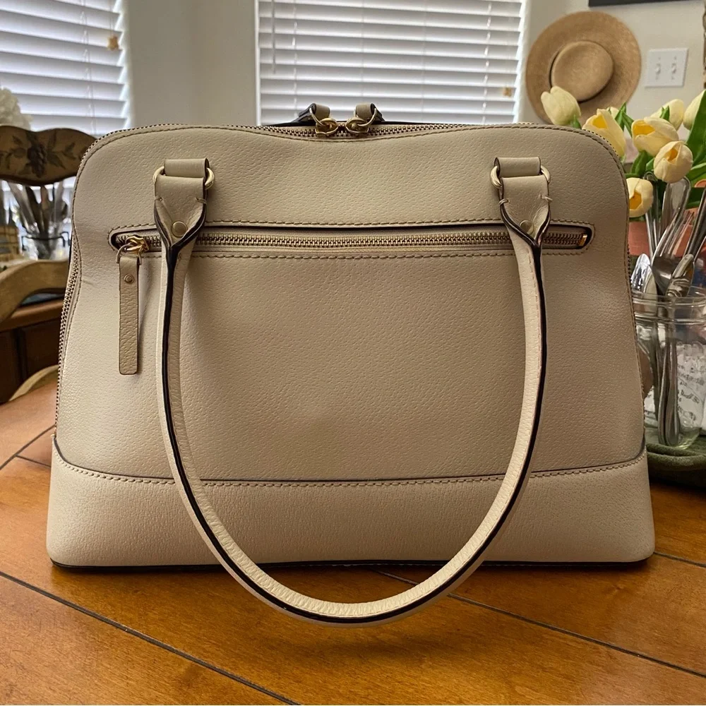 kate spade large Wellesley top handle handbag 14x11x5-inches cream pink lining - Picture 3 of 11